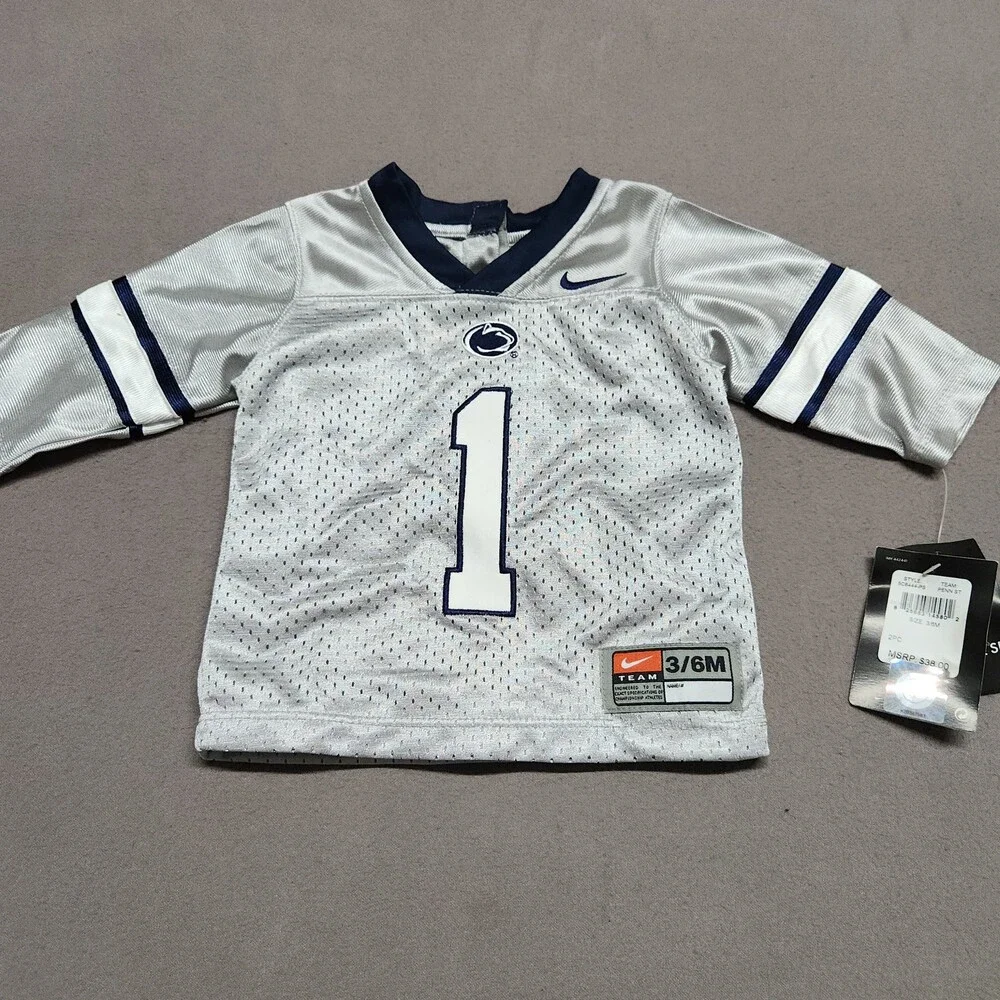 Nike Penn State Nittany Lions Infant Football Jersey 3/6M Long Sleeve White 167